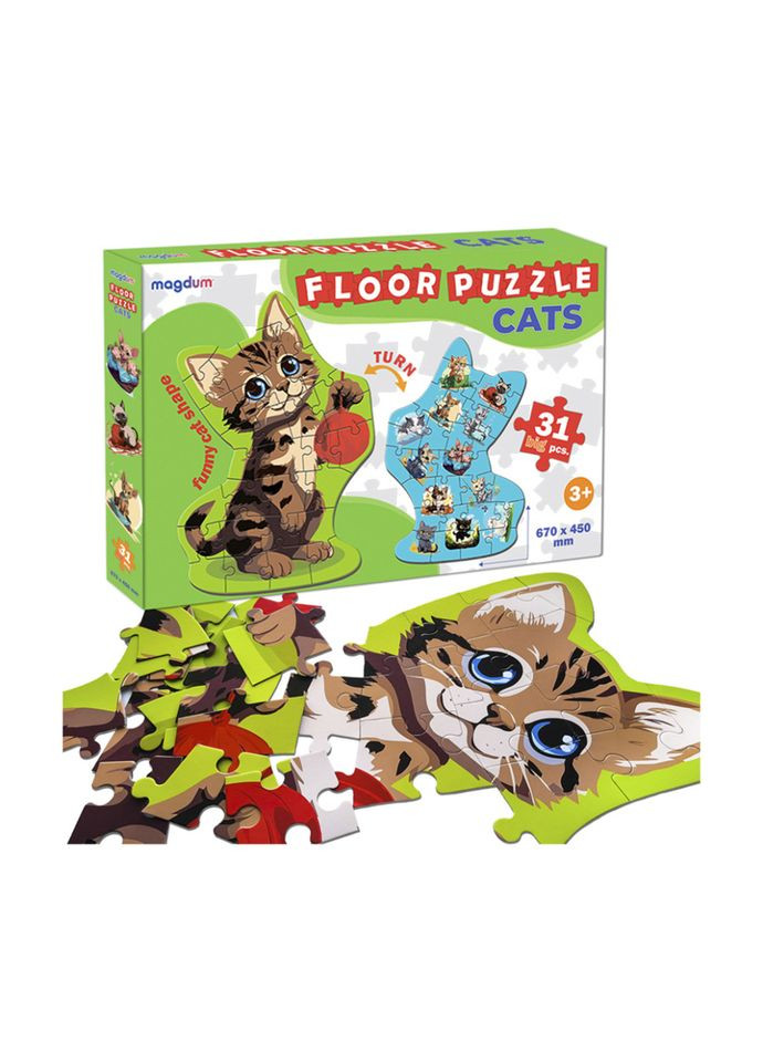 Дитячий розвиваючий Пазл гігант "Кіт" 2 в 1 ME5032 32, 31 елемент MAGDUM (364133997)
