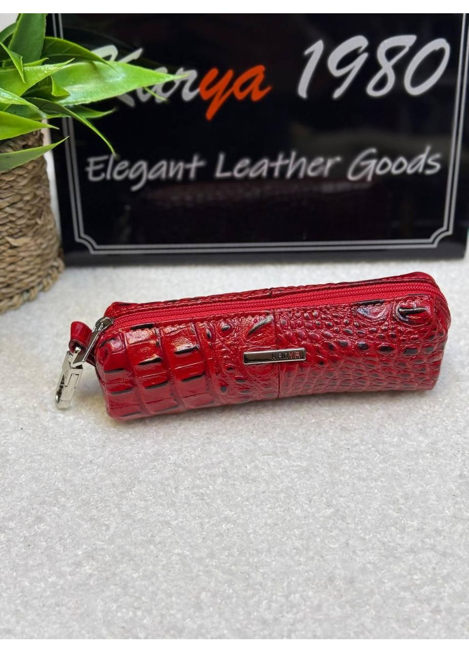 Ключниця натуральна шкіра на змійці червона кроко (436-648) Karya (370784594)