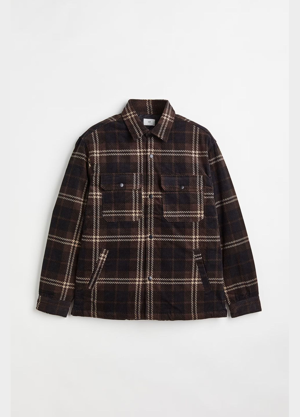 Коричнева демісезонна вельветова куртка-сорочка H&M