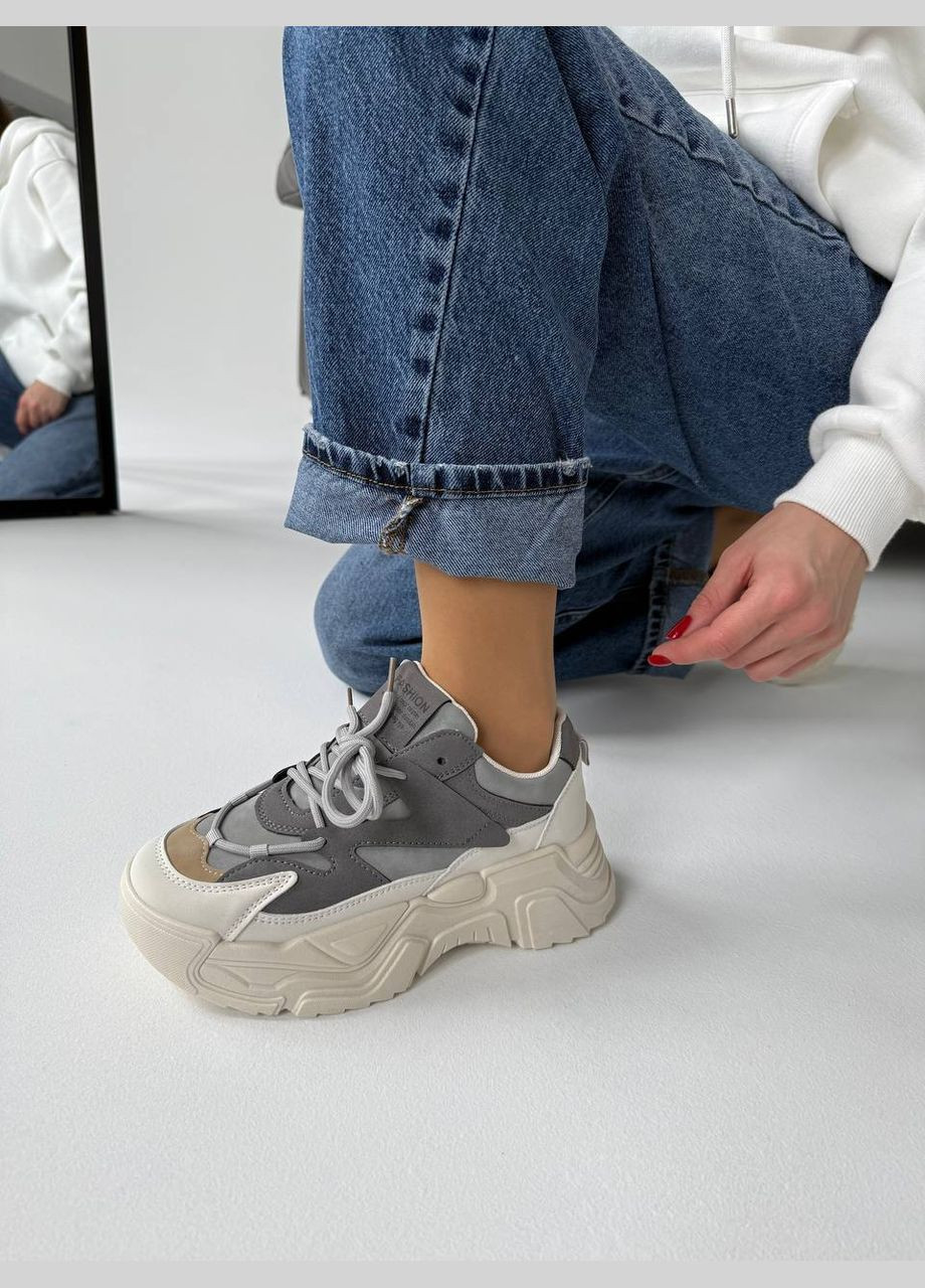 Сірі кросівки жіночі з еко шкіри (1923) No Brand сірі демісезони (317275368)