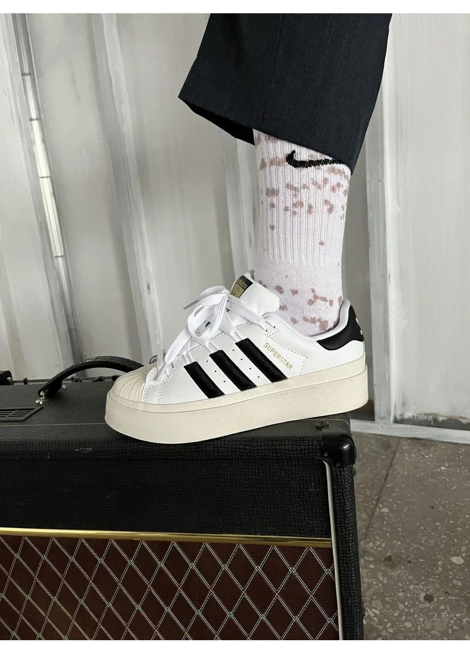 КРОССОВКИ ЖЕНСКИЕ ADIDAS SUPERSTAR BONEGA BLACK WHITE АДИДАС СУПЕРСТАР No Brand чёрные демисезоны (367166954)
