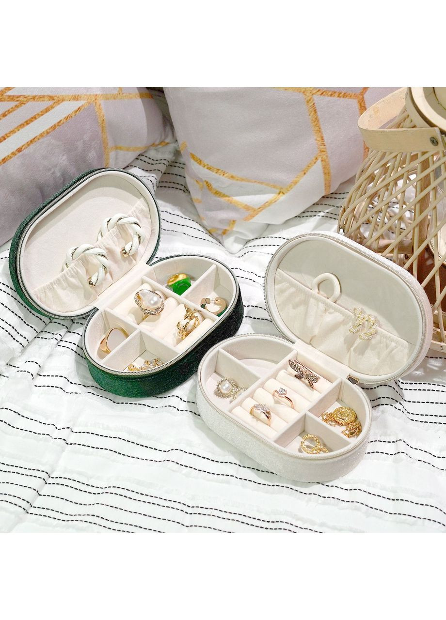 Оригінальна оксамитова скринька для прикрас овальної форми білого кольору, чудовий подарунок No Brand (326487938)