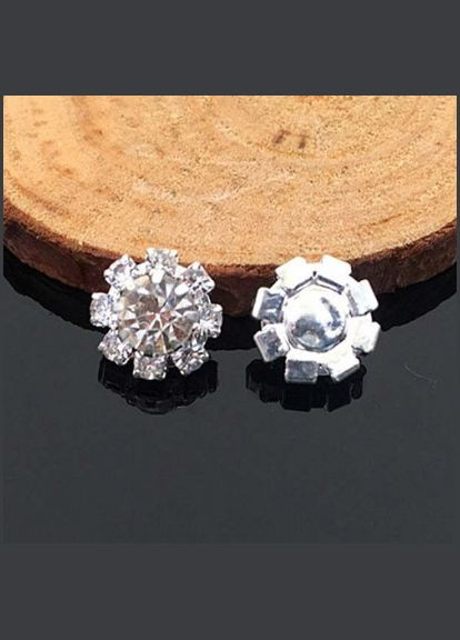 Декор стразовый Цветок, металлическая оправа, 10 мм, серебро No Brand (341731403)