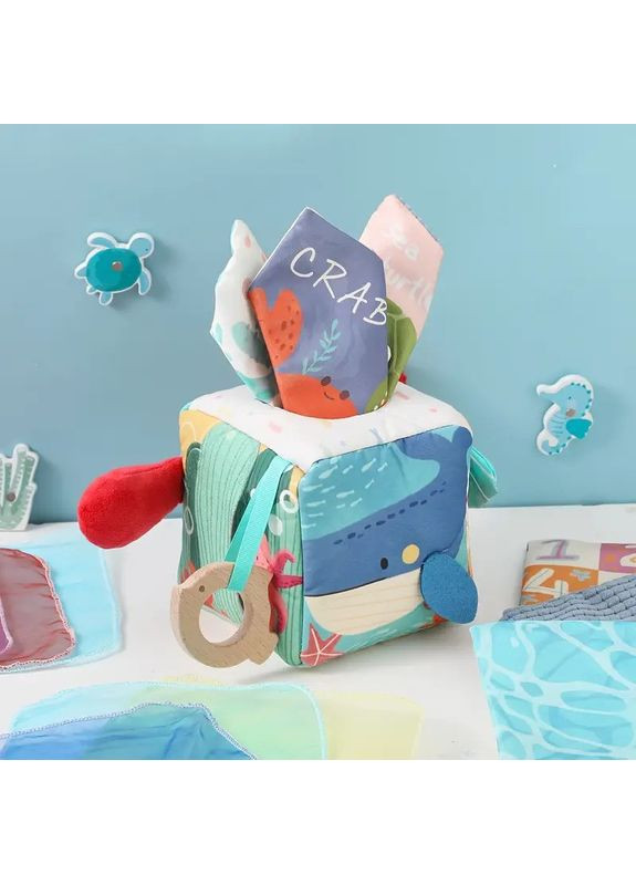 Диспенсер с платками 15 штук и зеркалом, морская тематика, океан, Краб No Brand (366304192)