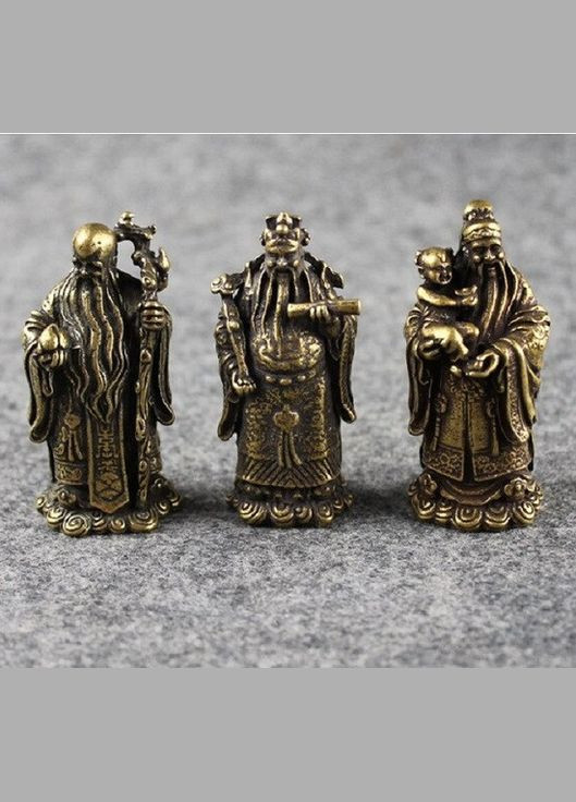 Вінтажні ретроміні статуетки буди три бога благодарні багатство настільна прикраса фен-шуй No Brand (292260441)