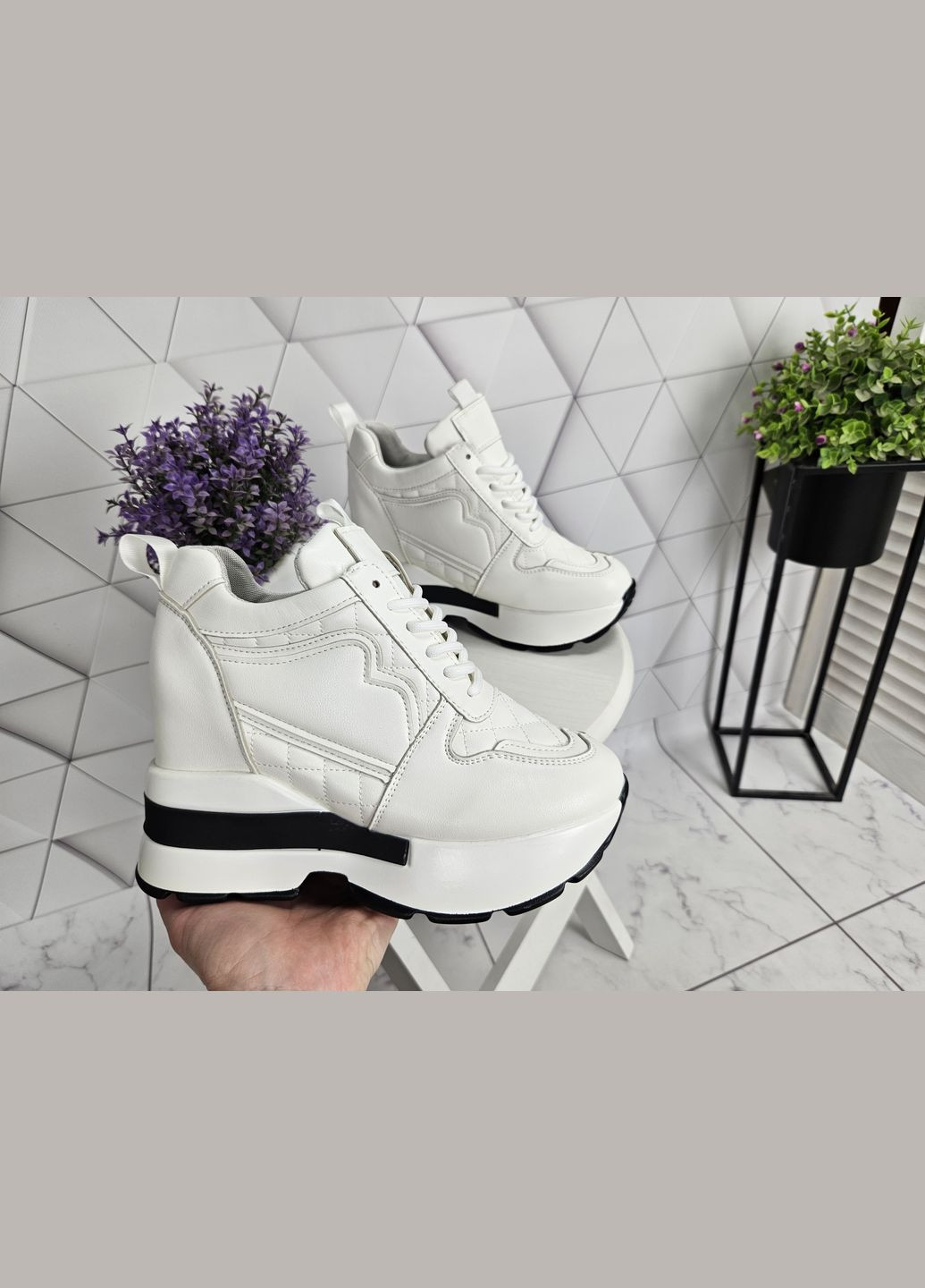 Снікерси демісезон на танкетці з платформою білі No Brand білі (322650773)