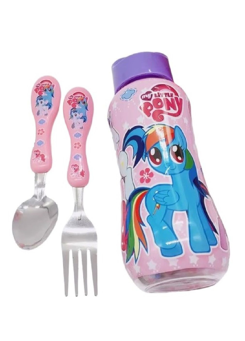 Детский комплект набор посуды для детей малышей девочек с ложкой вилкой бутылкой для воды (478734-Prob) Пони Unbranded (311195906)