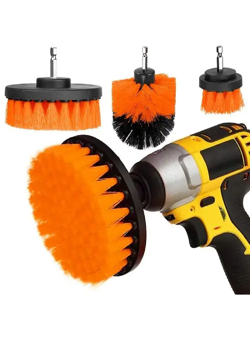 Набір щіток насадок з нейлоновою щетиною середньої жорсткості на дриль для очищення різних поверхонь 4 штуки (481276-Prob) Unbranded (359701909)