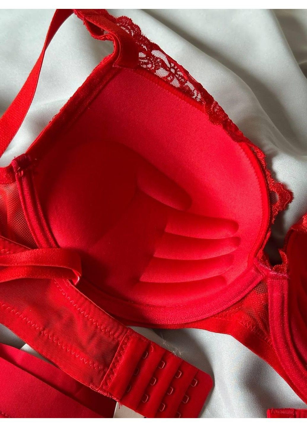 Красный комплект бюстгальтер push-up + трусики слипы 2386 красный Weiyesi