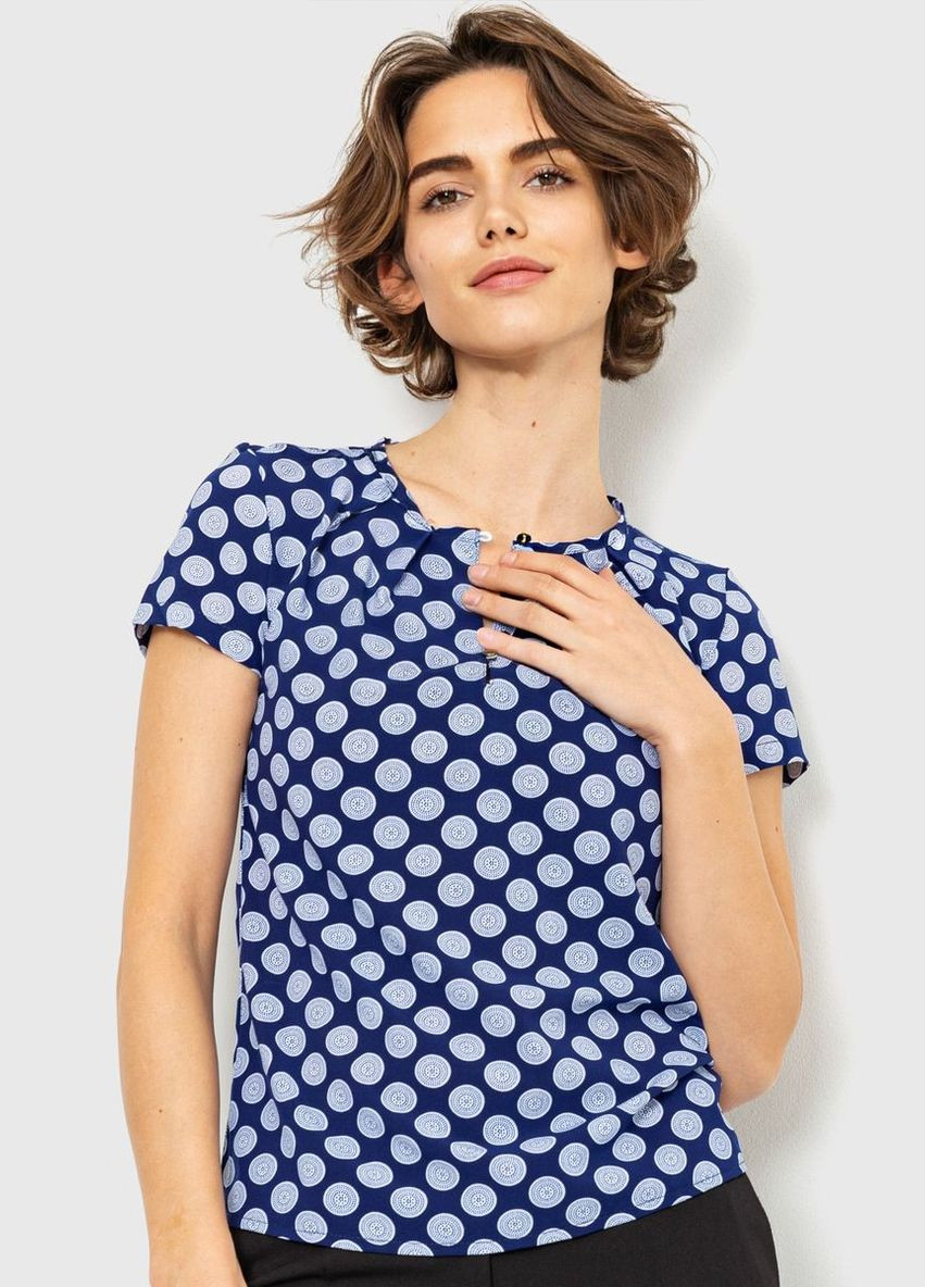 Комбинированная демисезонная блуза с принтом, цвет сине-белый, Ager
