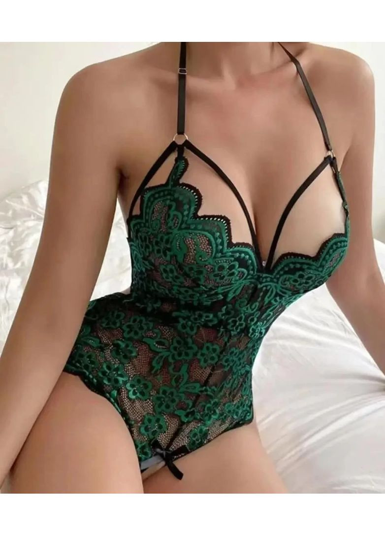 Мереживний сексуальний боді із спандекса оздоблений мереживом. Мереживний боді на бретелях із відкритой спиной China (360864251)