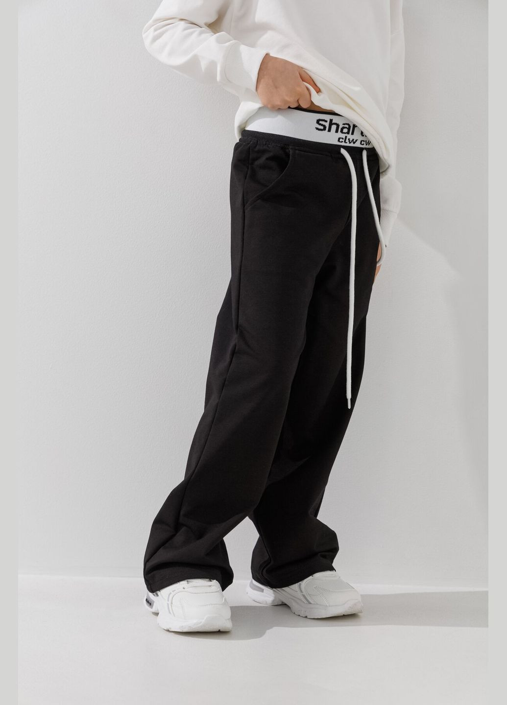 Черные спортивные демисезонные брюки No Brand