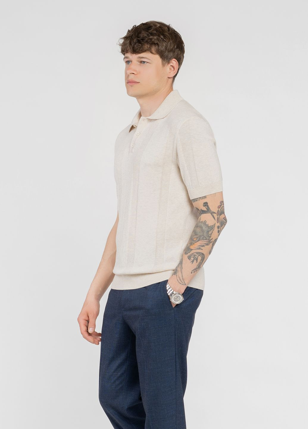 Поло чоловіче бежеве Arber Polo SS3 AVT-70 (332214147)