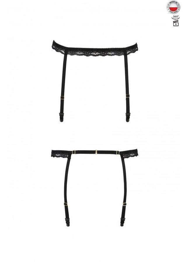 Черный демисезонный пояс-стрепы для чулок shelly garter belt black s/m Passion