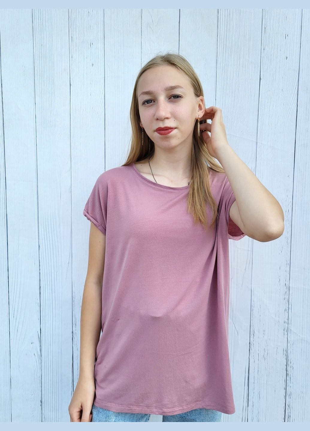 Розовая демисезон футболка женская oversize однотонная Vero Moda