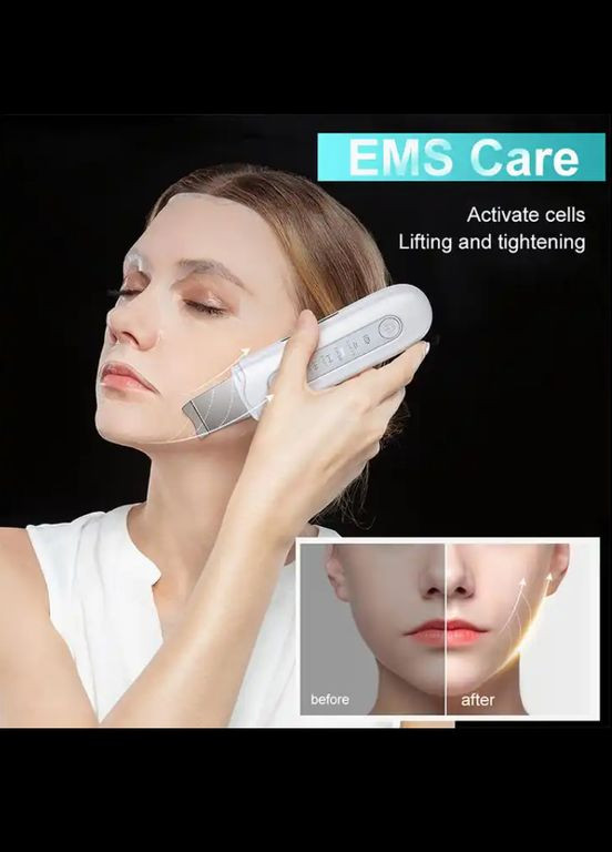 Скрабер портативный ультразвуковой для чистки лица с EMS и ионизацией Beauty Effect WAU-55 Beauty Face (302395787)