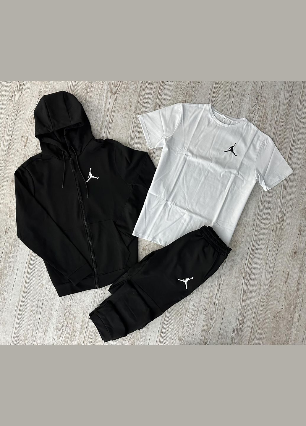 Демисезонный спортивный набор кофты на змейке+штаны+футболка (двунитка) No Brand (316634727)