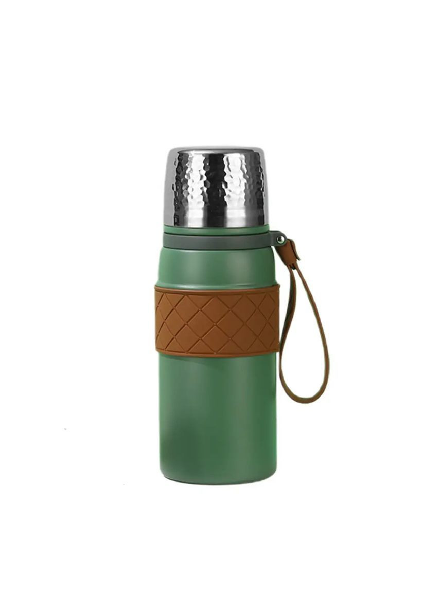 Термос 700 мл з кришкою фліп топ і ситечком, зелений Yiwu (363058919)