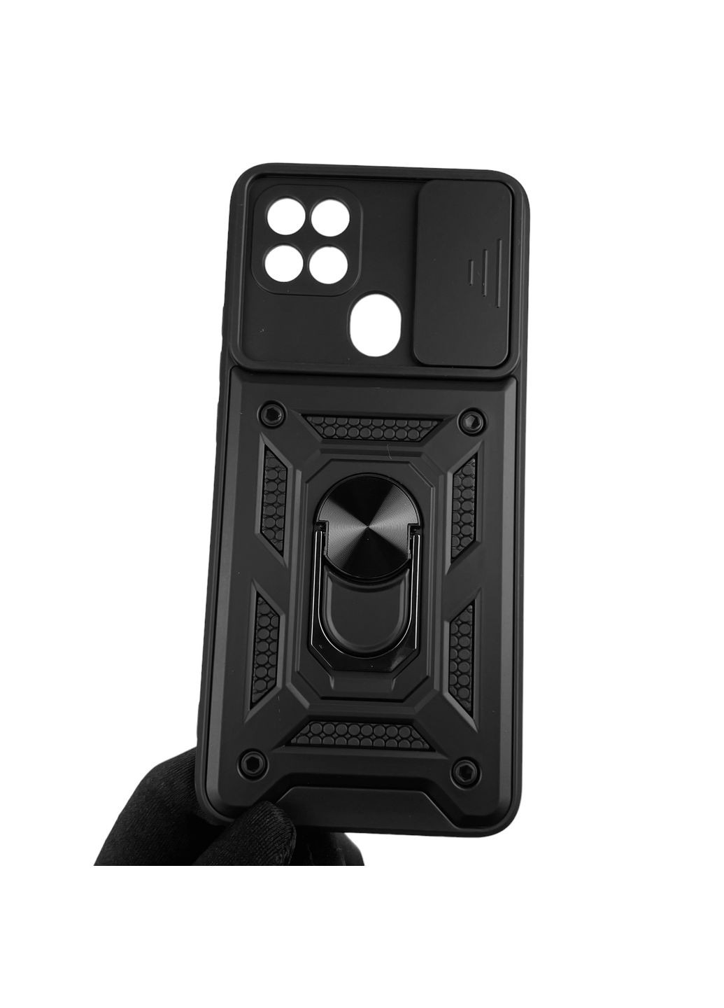 Чохол для A15 броньований з кільцем зі шторкою на камеру на оппо а15 чорний rg1 Oppo (366020353)