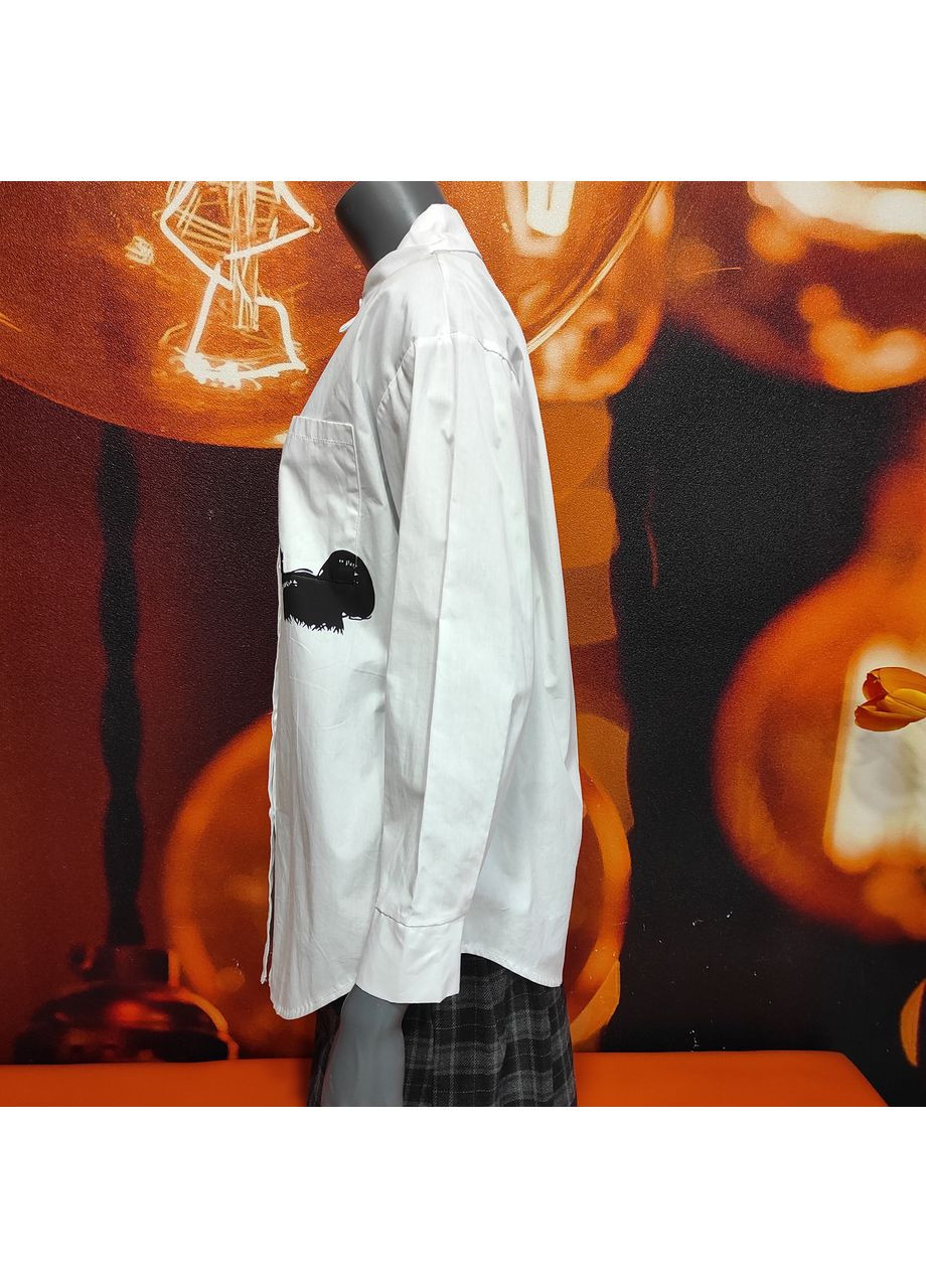 Белая рубашка женская длинная хлопок длинный рукав принт микки маус 44 белая No Brand