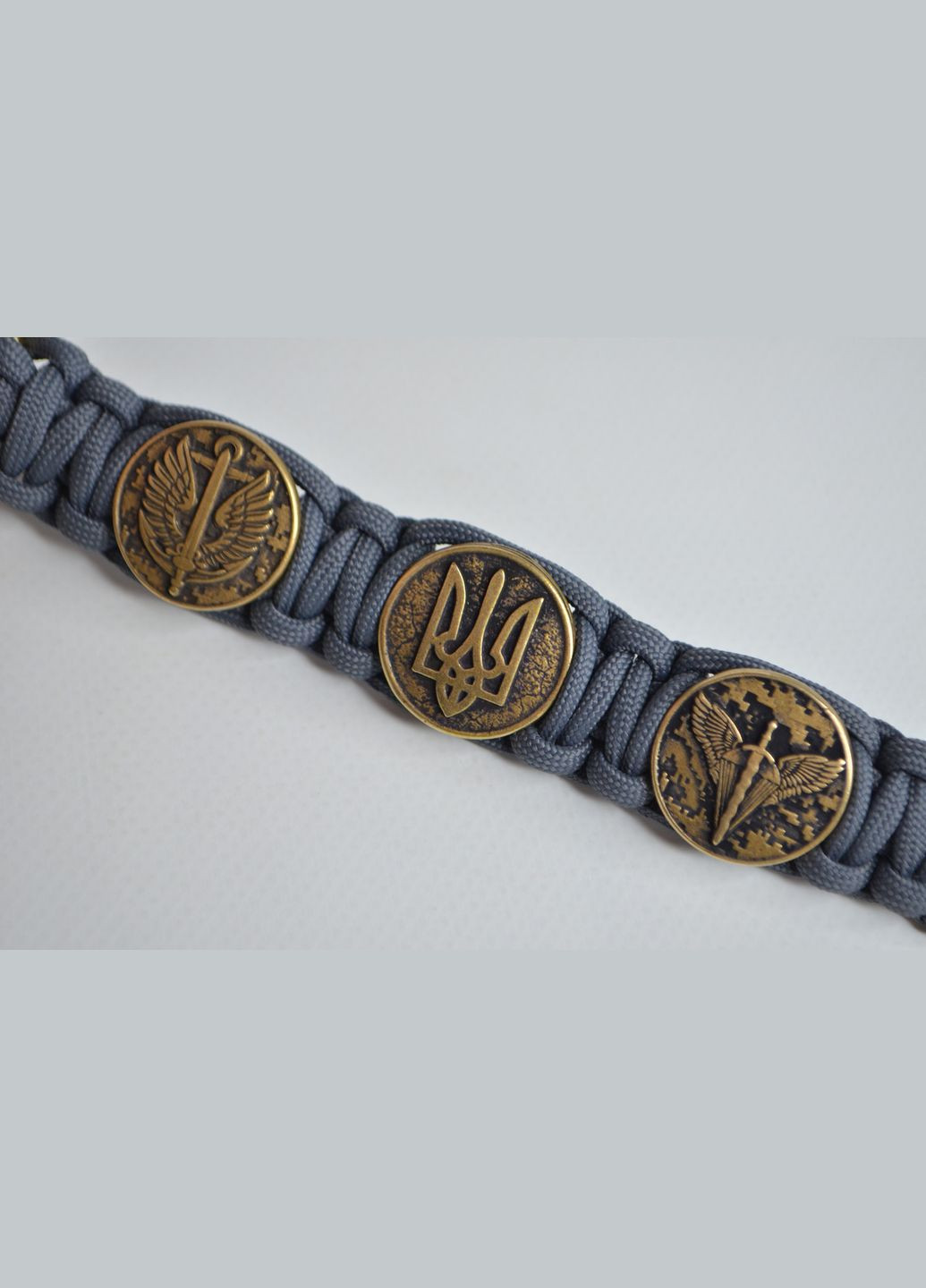 Браслет ДШВ, морская пихота с гербом Украины и вышиванкой в латуни, бронзе плетение кобра + брелок в подарок No Brand (341738724)