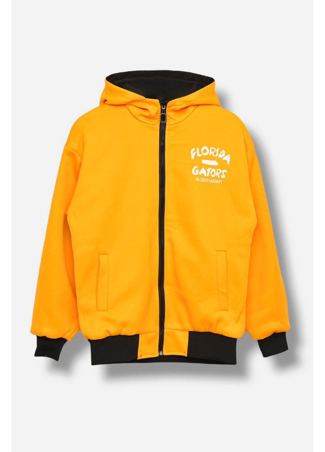 Черная демисезонная куртка подростковая для мальчика двухсторонняя чорно-оранжевого цвета Let's Shop