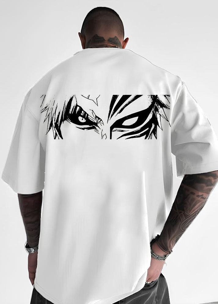 Белая футболка с дтф принтом (оверсайз) No Brand