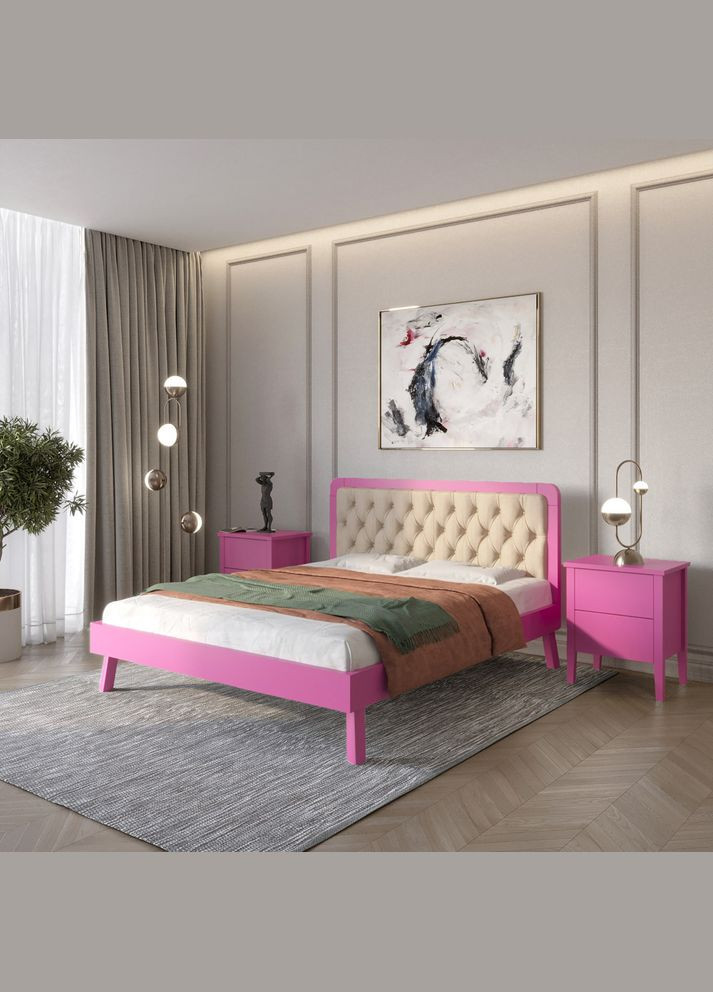 Двоспальне дерев'яне ліжко Токіо (S2060R30B)/Аляска 23 (Бежевий) 180х200 см (MBG-4737) Mebigrand (368282177)