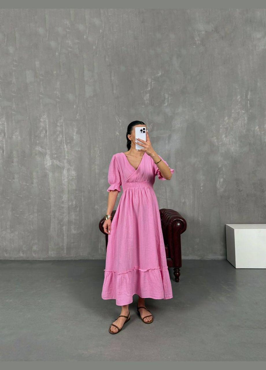 Розовое повседневный летнее макси платье Adelante однотонное