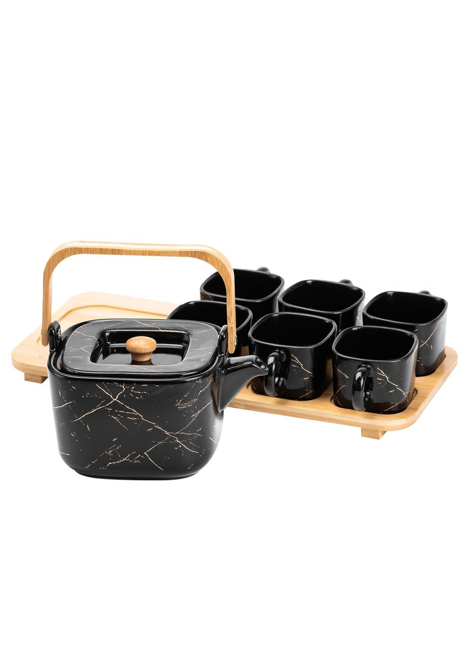 Чайний сервіз керамічний Masala на 6 персон з бамбуковою підставкою Yiwu (322421147)