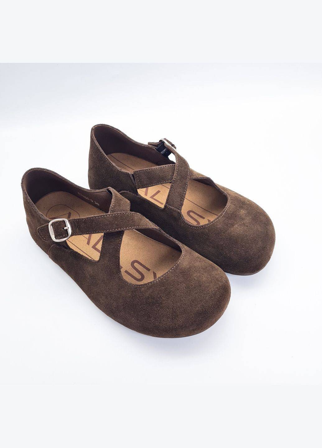 Жіночі балетки (р) замшa 0-1-1-200184-1 ALLSY | темно-коричневі (328836477)