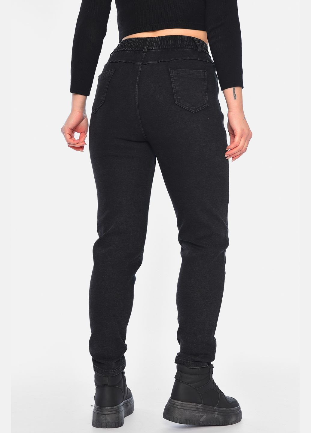 Джинси жіночі утеплені чорного кольору Let's Shop - (313399564)