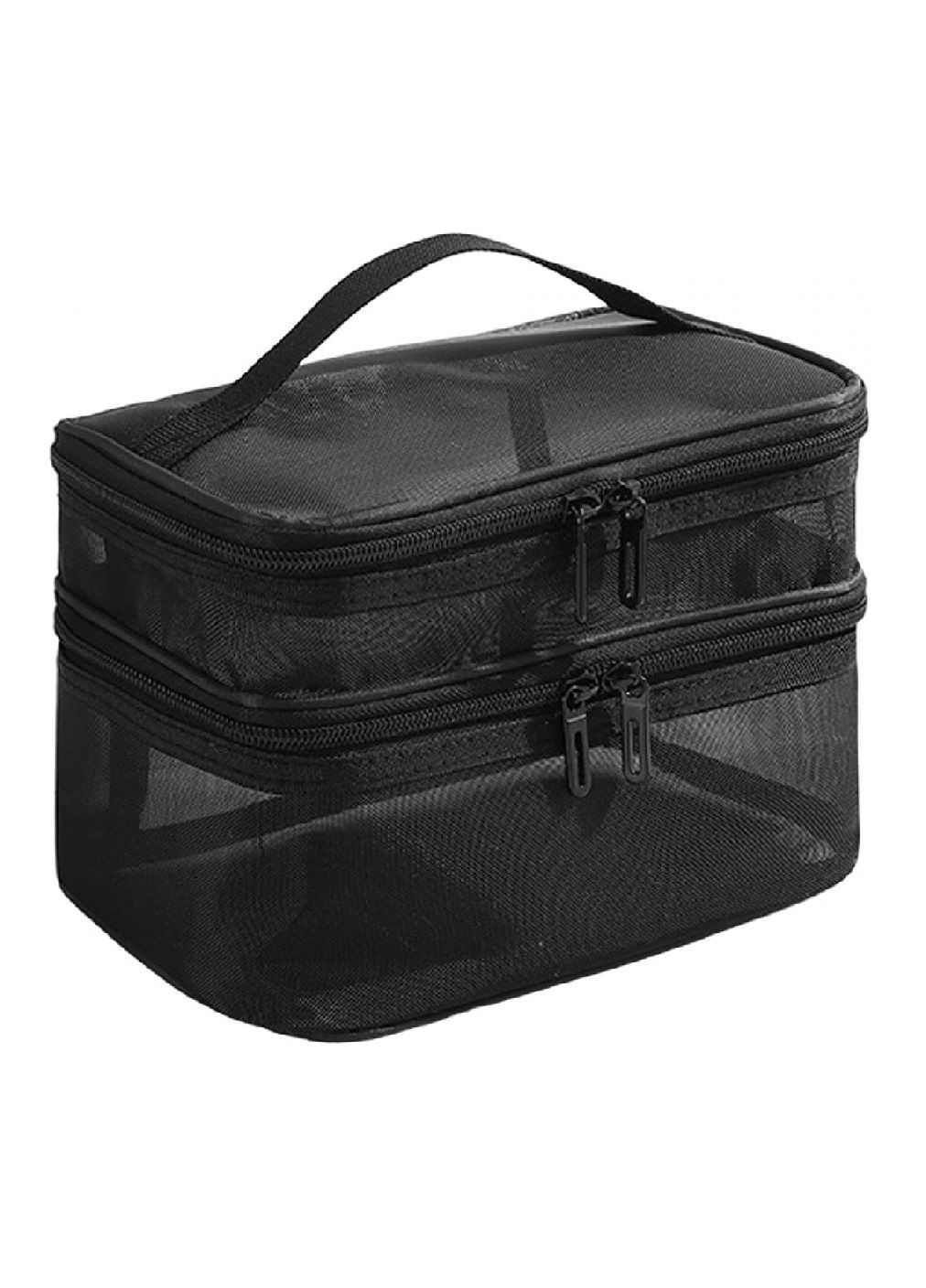 Косметичка сумка бокс кейс подвійна для зберігання косметики засобів особистої гігієни 21х13х14 см (477096-Prob) Чорна Unbranded (294604928)