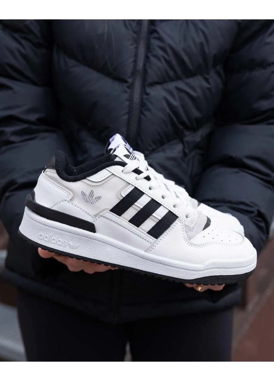 Белые демисезонные кроссовки мужские adidas forum low white black v3 адидас форум белые No Brand