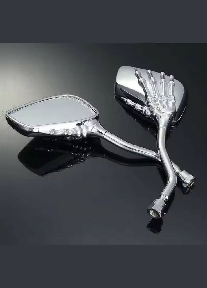 Дзеркала мото хром Рука скелета різьблення М8/М10 No Brand (327408943)