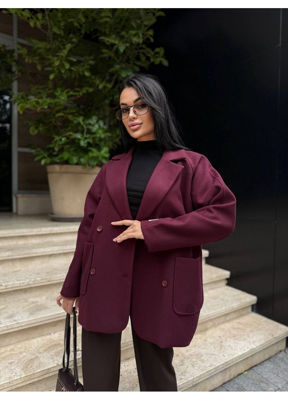 Бордове демісезонне Жіноче пальто двобортне Asi.Store.ua