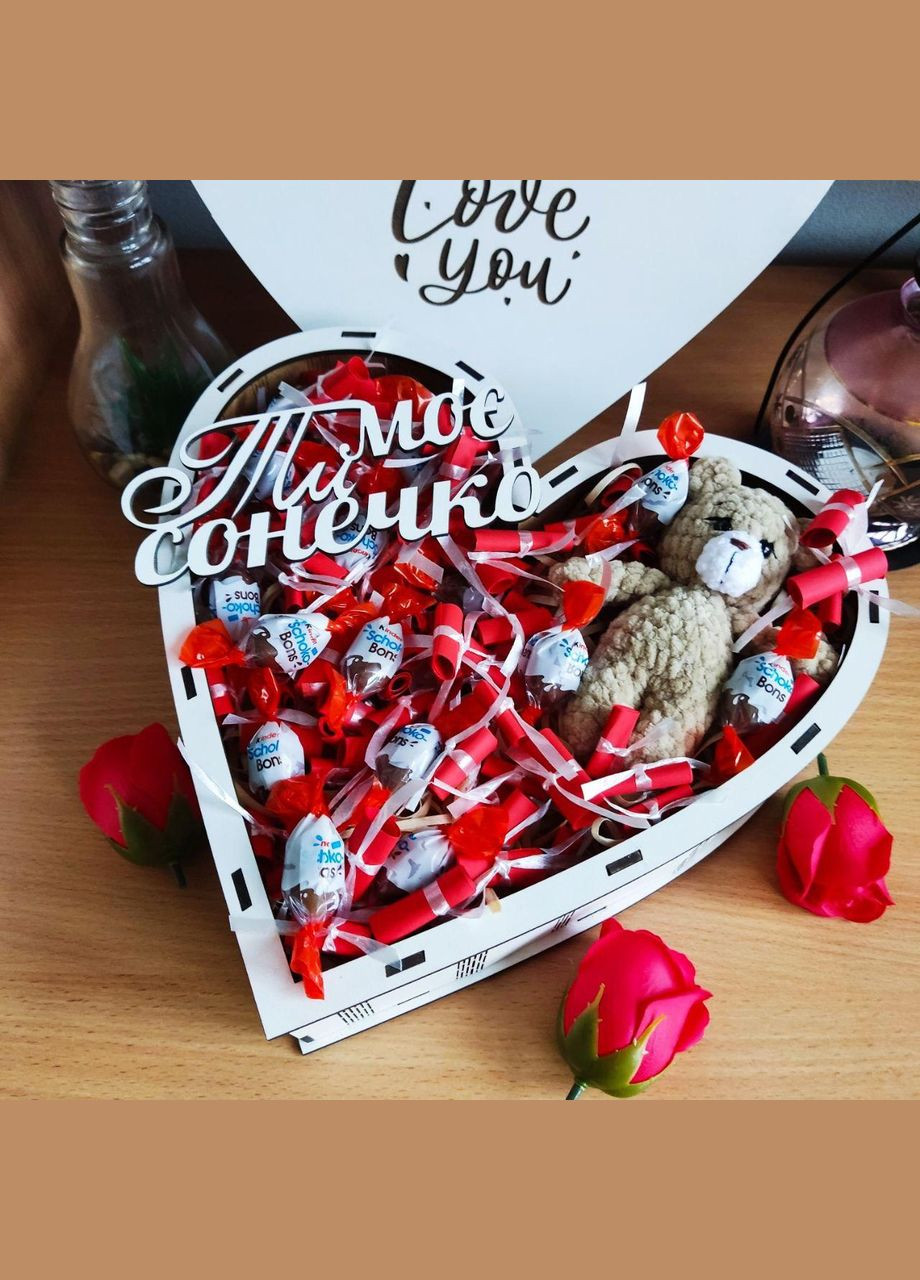 Подарунковий бокс для коханої з м'якою іграшкою, цукерками та 101 причиною «Чому я тебе люблю» (ar158) No Brand (317275937)