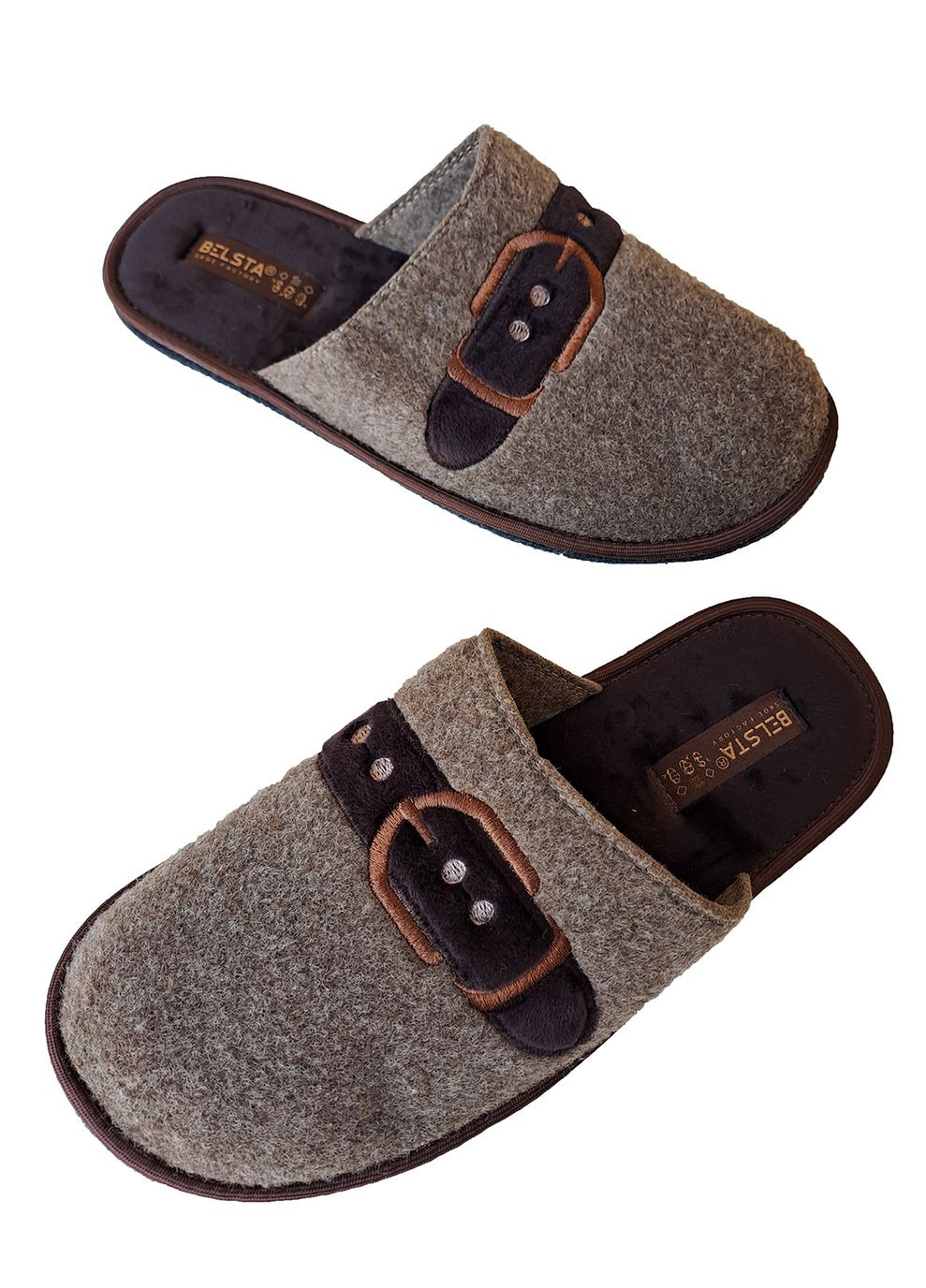 Коричневые тапочки бесшумные закрытые паркетные Белста