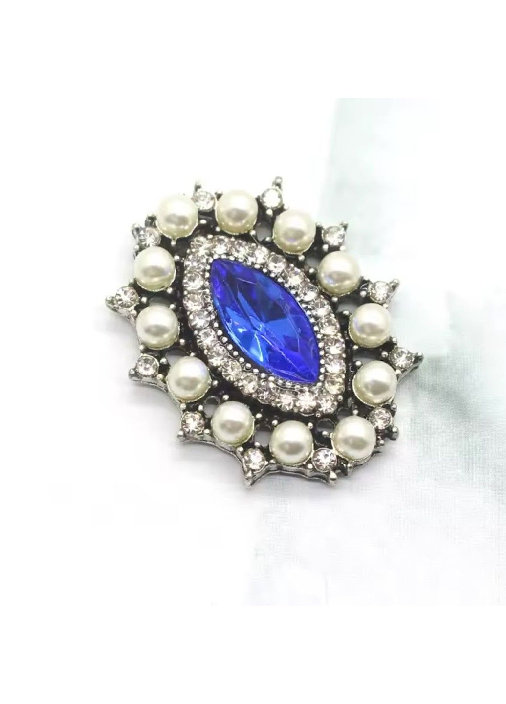 Стразовий декор, розмір 2530 мм, оправа срібло, колір каменю-синій, арт 015276, 1 шт No Brand (316260439)