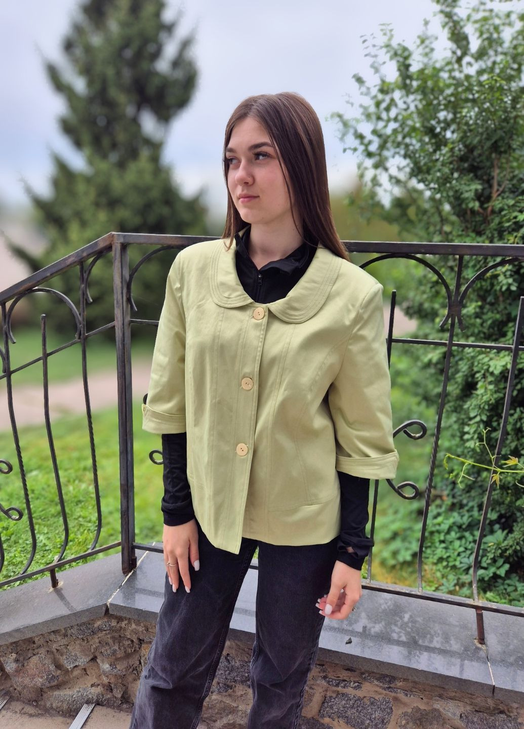 Жакет жіночий на гудзиках однотонний Deni (367047326)