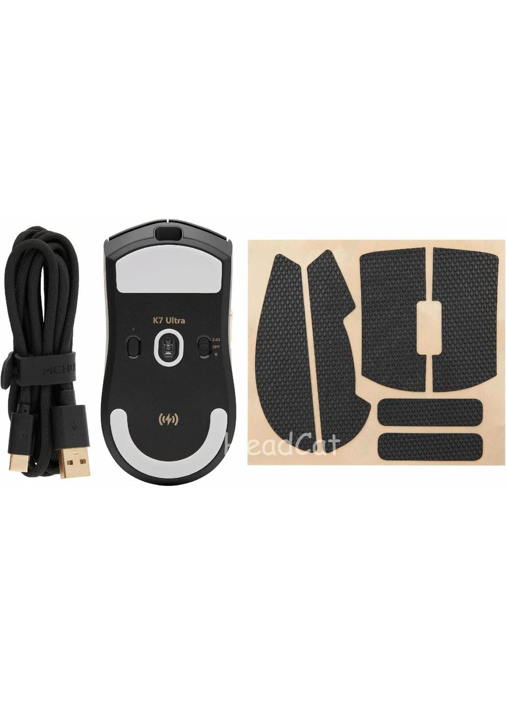 Игровая эргономичная мышь MCHOSE K7 Ultra Black с RGB док-станцией 8000Hz, 2.4G/Bluetooth/Кабель, PAW3950, 42000 DPI, Ultralight ATTACK SHARK (373911690)