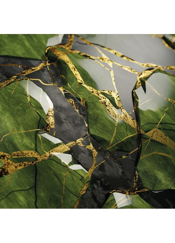 Фотофон вініловий зелений мармур з чорними і золотими тріщинами, квадратний фон для зйомки, 60x60 см, №551205 PhotoVinyl (354362857)