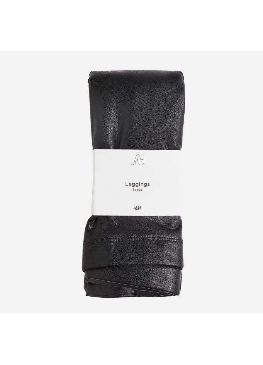 Черные демисезонные леггинсы из искусственной кожи H&M