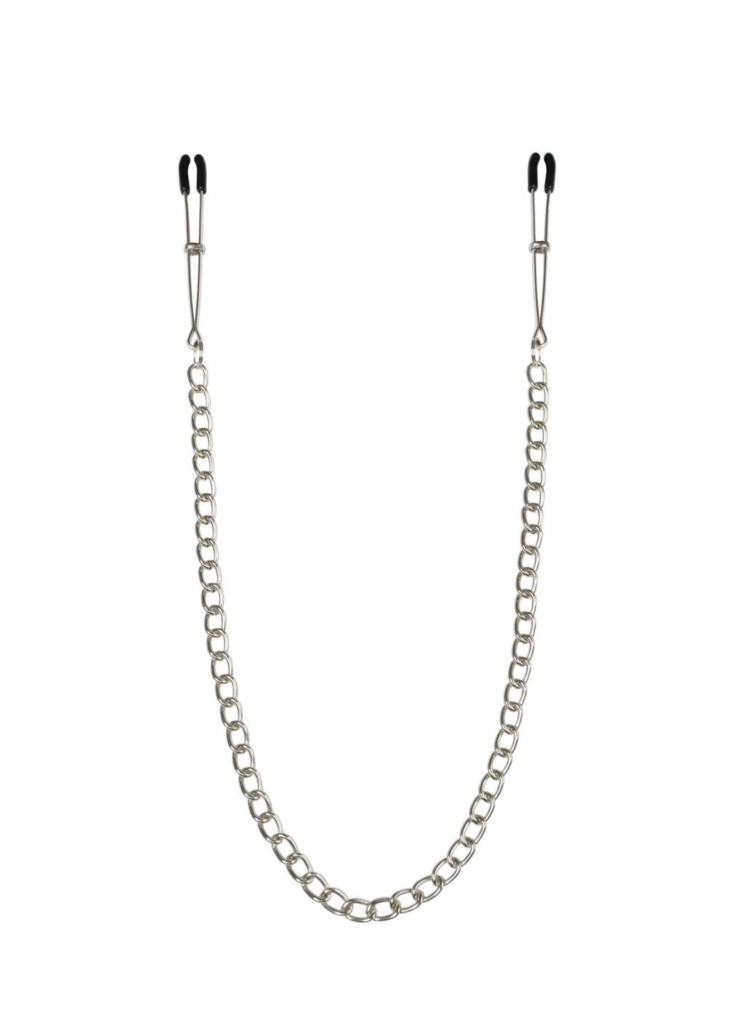 Тонкі затискачі для сосків з ланцюжком - Chain Thin nipple clamps, срібло/чорний Feral Feelings (335391293)