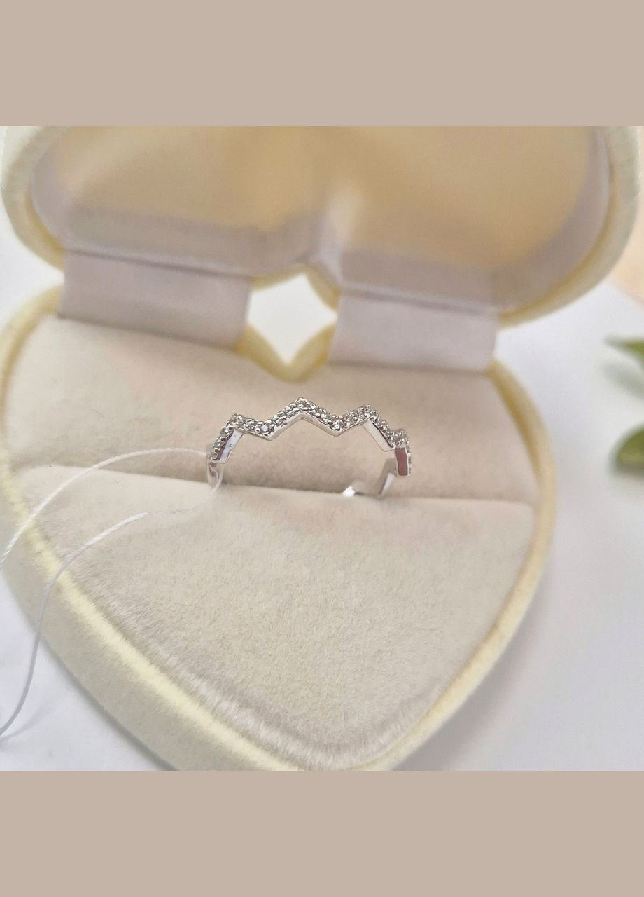 Срібна Каблучка Зигзаг з Білими каменями розмір срібло 925 проби Родоване лк0303р 1.10г No Brand (336549759)