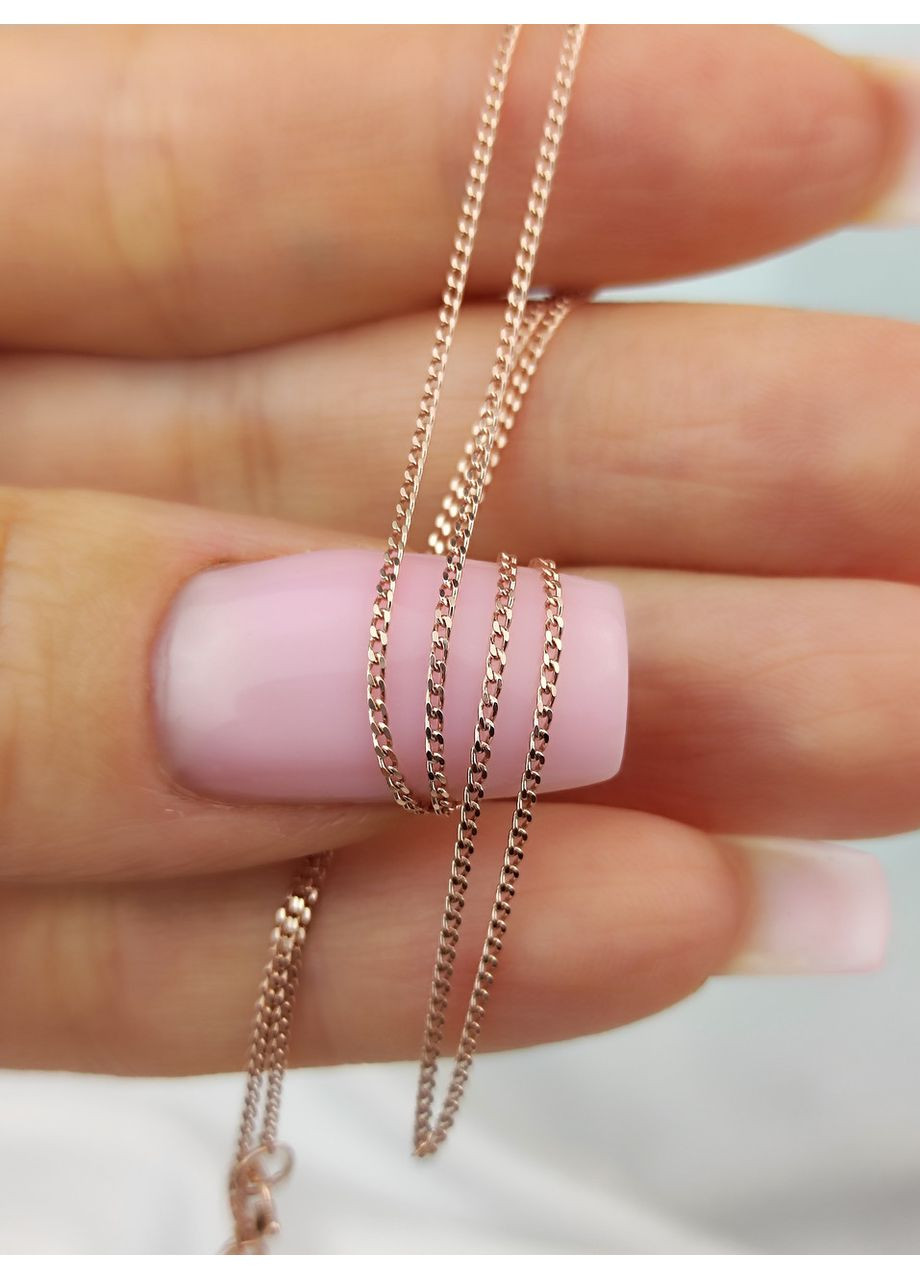 Серебряная тоненькая цепочка 925 пробы в позолоте плетения Панцир 40 см No Brand (366664909)