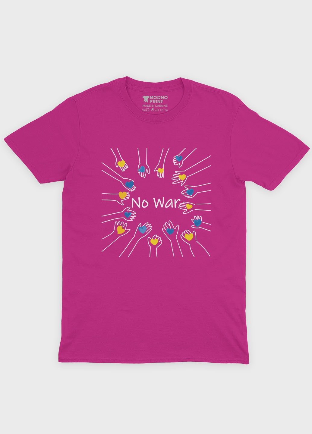 Розовая демисезонная футболка для мальчика с патриотическим принтом no war (ts001-1-fuxj-005-1-028-b) Modno