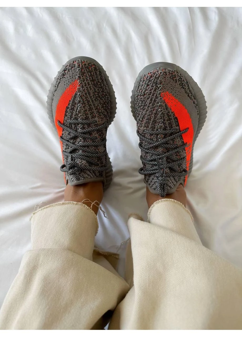Черные летние кроссовки adidas yeezy boost 350 v2 dark beluga reflective адидас изи буст No Brand