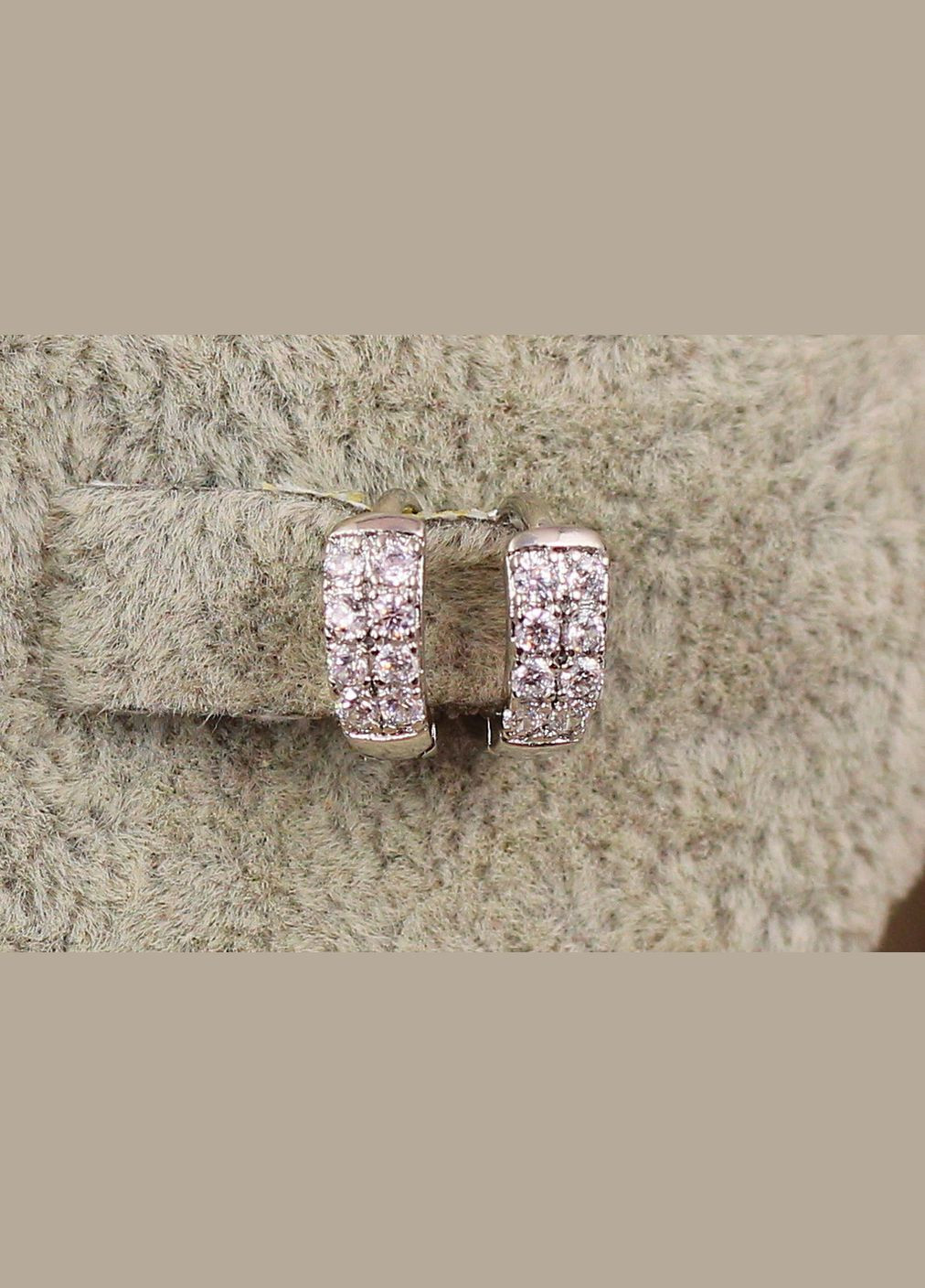 Серьги кольца с камнями в два ряда 10 мм серебристые Xuping Jewelry (316432837)