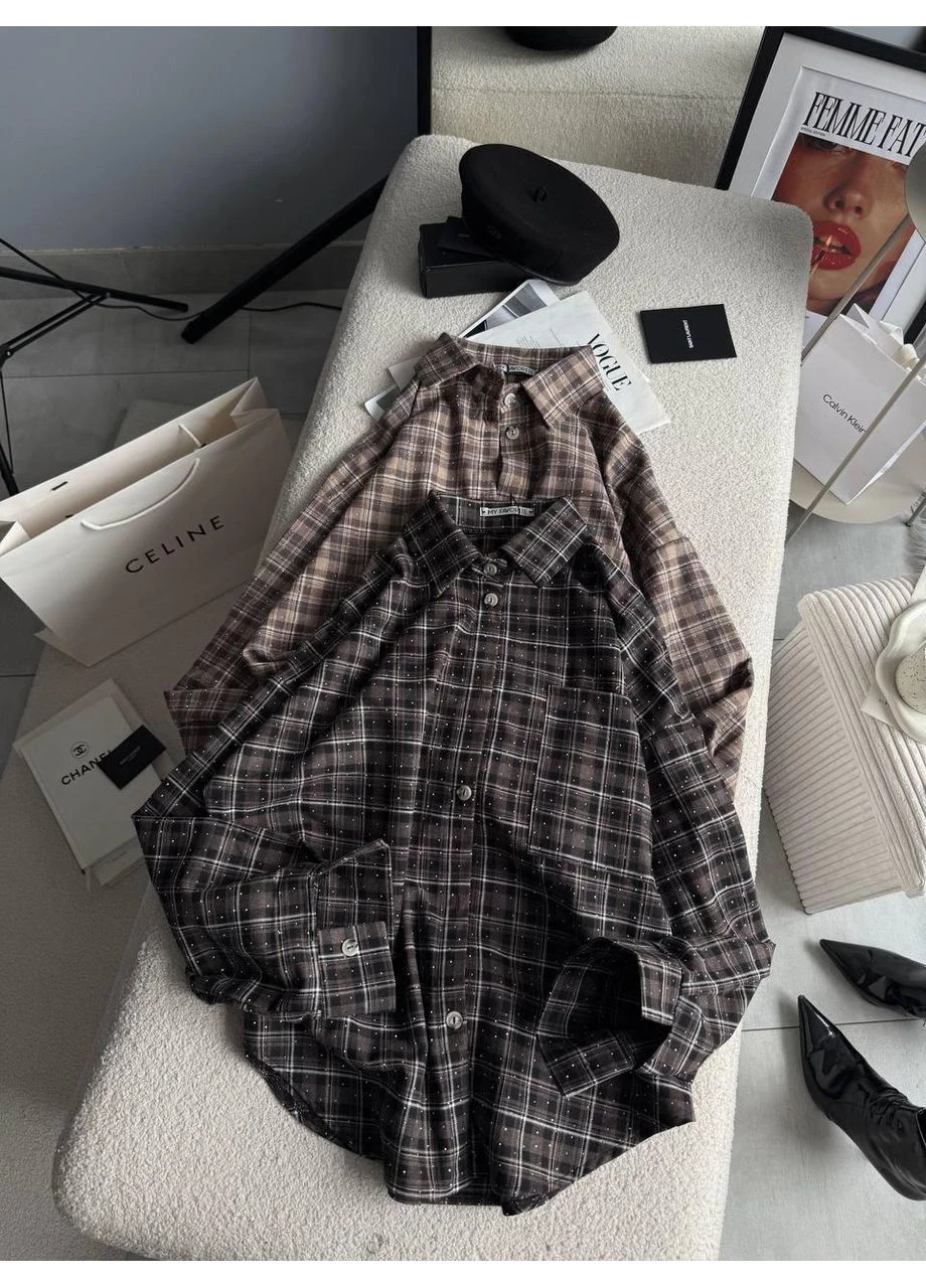 Коричневая повседневный рубашка No Brand